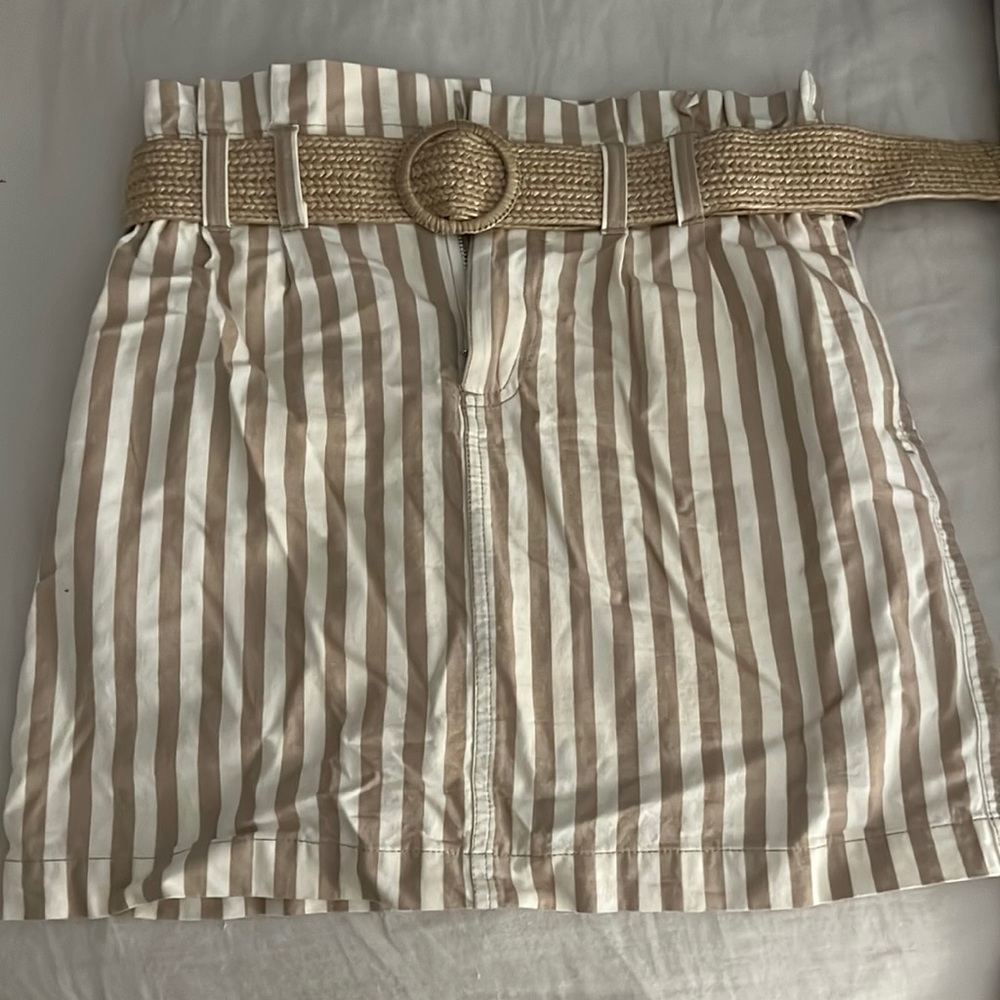 Size Small, Tan and White stripes, forever 21.